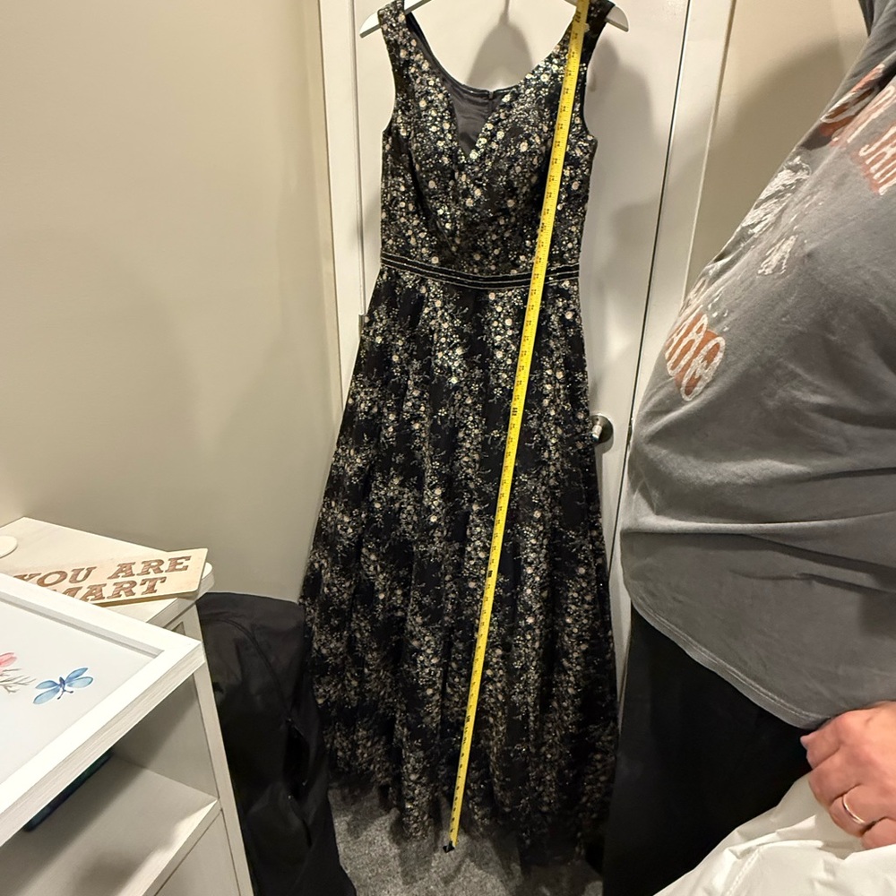 Jovani Black and Gold Gown With Black Beading. - Picture 4 of 7